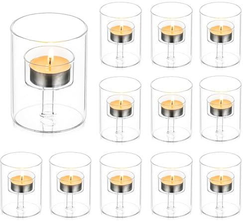 Romadedi Windlicht Teelichthalter Glas Für Teelicht:Cylinder Kerzenständer Gläser Für Tischdeko Teelichtgläser Set Kerzenglas Für Deko Wohnzimmer Schlafzimmer Hochzeit Party