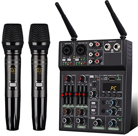 AGAATI DJ Controller Mixer Set Professional Audio Mixer With Wireless Microphone, Sound Board Console System Interface 4-channel Dj Mixer