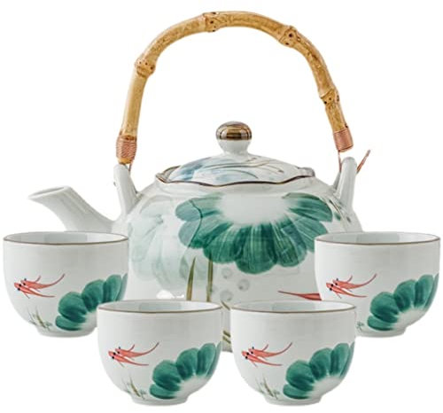 UTOQIA Service a The Service à Thé Ensemble De 5 Tasses À Thé en Céramique Ensemble De Tasses À Café Théière De Style Japonais avec Poignée Service à Café Service Japonais