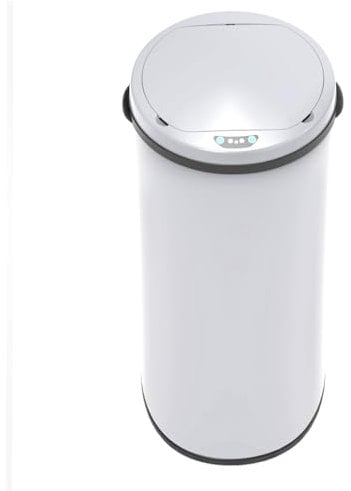 SVITA Poubelle à Capteur 50 L en Acier - Poubelle Électrique Automatique de Cuisine - Blanc