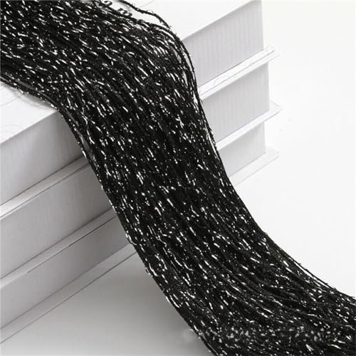 Zomanon Door String Curtain Tassel Curtain, Luxury Tassel String Door Curtain Beads Decorative 200 x 100 cm Fly Screen Room Divider Window Tassel Curtain Panel for Bedroom Hotel Living Room (Black)
