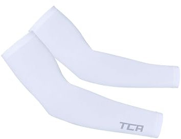 TCA Arm Sleeves with UPF 50+, Anti-Slip, All-Season Arm Warmers for Men and Women Breathable Outdoor for Cycling, Running, Gaming, Compression Sleeves - White, L