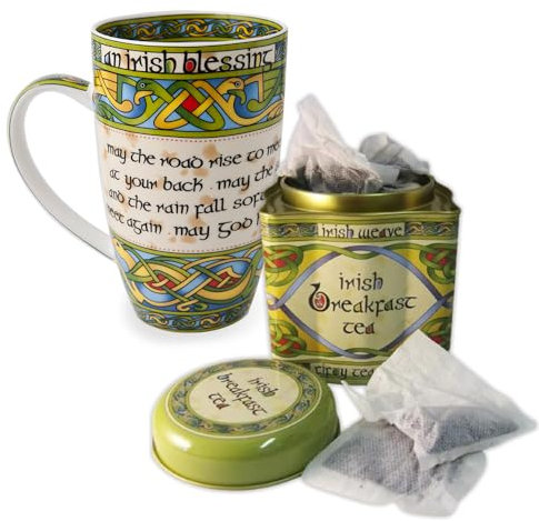 Royal Tara Irish Blessing Tasse aus Knochenporzellan, irische Webbox, Fassungsvermögen 400 ml (1 Segentasse und Tee)