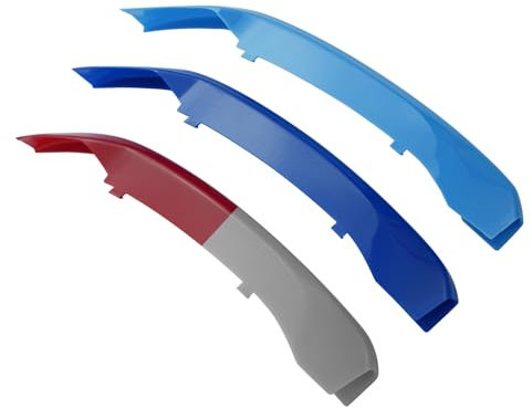 KUNIO 3PCS Frontgrill Streifen passt für X1 F48 F49 2016-2019（7 Grills）Kühlergrill Frontgrill Einsatz Streifen Zierleisten Schutz Auto Zubehör (Red+Dark Blue+Light Blue)