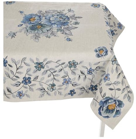 IL BOTTEGONE Tovaglia Copritavolo Rettangolare in Tessuto Jacquard ciniglia Made in Italy - Colore: Bluette, Taglia: 140x180 cm