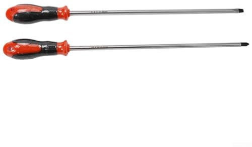 Besttoolifes Destornillador de cabeza cruzada extra largo de 12 pulgadas y hoja plana, destornillador ranurado, destornillador magnético para máquina de coser, reparación de automóviles, herramienta