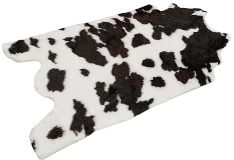 RobustWeg Teppich Aus Kuhfell Imitat,Kleiner Kuhfell-Teppich,Retro-Kuhfell-Teppich,Kuhfell Teppich Kunstfell,Fellimitat Waschbar Ultraweicher Flor,Geeignet FüR Schlafzimmer,Wohnzimmer