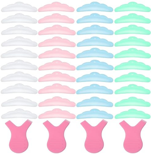 Funngy Pads Rehaussement de Cils,20 PCS Pads Rehaussement de Cils en Silicone Transparent Kit Rehaussement Cils avec 4 Brosses à Cils en Y pour Lash Lift et Recourbe-Cils