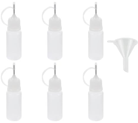 6 Pcs Precision Tip Applicator Bottles, Needle Bottle Applicator, 10ml Liquid Dropper Filling Bottles for DIY Quilling Craft, Oiler Bottle, Small Gluing Projects, Acrylic Painting, Fine Line Craft