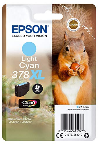 Epson 378XL Tintenpatronen, 10,3 ml, 830 Seiten, Hellcyan, Expression Photo XP-8500, XP-8505, 10,3 ml, 830 Seiten)