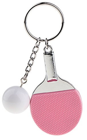 Sharplace Porte-clés Raquette de Table Tennis avec Balle, Porte-clés en Métal 6 x 3,7 cm - Rose
