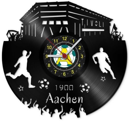 GRAVURZEILE Schallplattenuhr Aachen - 100% Vereinsliebe - Upcycling Design Wanduhr aus Vinyl Made in Germany