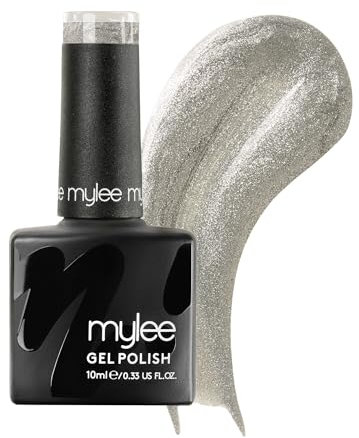 Mylee Gel Nail Polish 10ml [Silver screen] UV/LED Soak-Off Nail Art Manicure Pedicure for Professional, Salon & Home Use [Shimmer Range] - Long Lasting & Easy to Apply