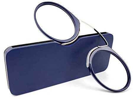 Unisex Lesegläser Kompakte Sehehilfe Mini Nose Clip Bügellose Lesebrille Rutschfest Lesehilfe- Immer griffbereit(Blau,+2.0)