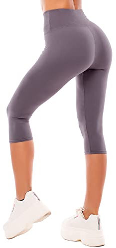 SINOPHANT Leggings Damen 3/4 High Waist Elastische Blickdicht Große Größen Leggins (#1er Pack Grau, S-M)