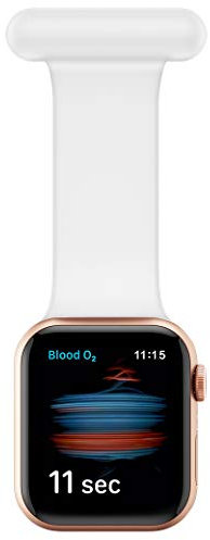 LJLB Ansteckuhr fob Kompatibel mit Apple Watch Armband 42mm 44mm, Silikonband mit Pin für Schwestern, Health Care Arbeite, für iWatch Series SE/6/5/4/3/2/1, Weiß