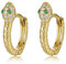 Qings Mini Creolen Gold Schlangen Ohrringe Vergoldet - Snake Earrings Klein Tier Huugie Grün Zirkonia für Mädchen Damen