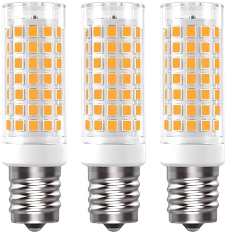 LUHMQ E17 LED Bulb 3 Pack Microwave Oven Appliance Light Bulb T7 E17 Intermediate Base for Over Cooker Lamp,Range Hood,7W (70W Halogen Bulb Equivalent) 700 Lumen AC110V/120V/130V (Warm White 3000K)