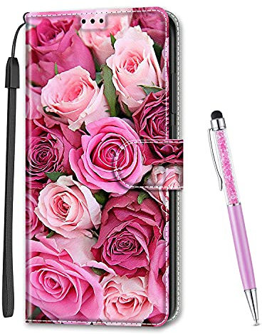 MadBee Compatible with Samsung Galaxy A10 Case, Full Body Colorful Pattern Design Flip Magnetic Detachable PU Leather Wallet Case Cover for Samsung Galaxy A10 (Rose B)