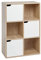 Mondeer Estantería, Librería de Almacenaje con 6 Cubos y 3 Puertas para Libros CDs Juguetes, 60 x 90 x 30 cm Blanco y Roble