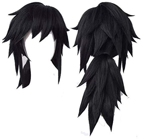 GZIRUE Schwarze Lange Perücke Haar für Giyuu Tomioka Wig Cosplay Halloween Party Anime Kostüm