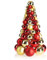 COM-FOUR® Künstlicher Weihnachtsbaum mit Christbaumkugeln - Geschmückter Tannenbaum für die Weihnachtsdekoration - Christbaum für die Deko zu Weihnachten (01 Stück - 30cm - goldfarben/rot)