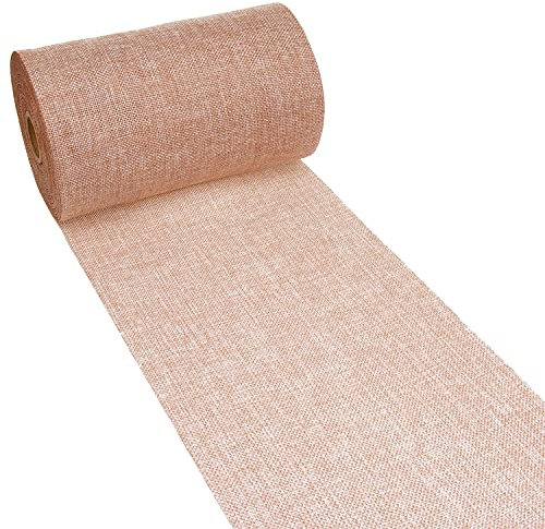DEKO AS Shabby Chic Leinenoptik Tischläufer, Polyester geruchsneutral, 30 cm x 5 m, Kupfer