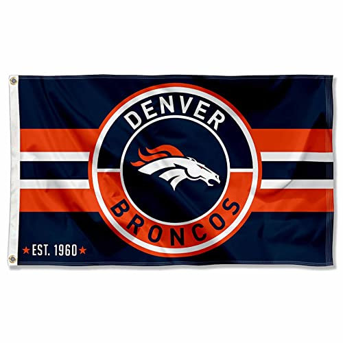 Denver Broncos Patch Button Circle Logo Flagge Groß 7,6 x 12,7 cm Banner