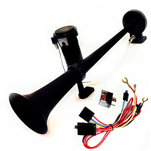 YIYIDA Clacson per auto 24V Car Horn 150DB Tromba ad aria Tromba elettrica 45cm Clacson Cromo Zinco Nero Tromba per camion con compressore pompa dell'aria Air Horn per 24V camion van moto barca ecc
