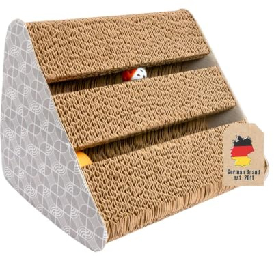 Intirilife Katzenkratzbrett Katzenspielzeug aus brauner Wellpappe mit 27.5 x 23.5 x 17.5 cm Größe - Kratzpappe zur spielerischen Beschäftigung Ihrer Katze