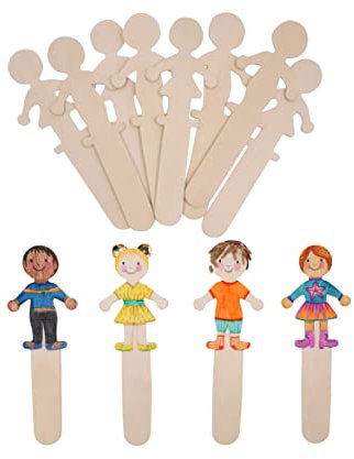 Wooden Crafting Sticks | People Sticks | Pack of 10 | 5 Boys & 5 Girls