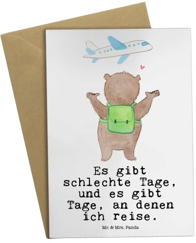 Mr. & Mrs. Panda Grußkarte Bär Reisen - Geschenk, osterkarte, einladungskarten, neujahrskarte, Weltreise, Urlaub, Reisebüro, babykarte, weihnachtskarten, Urlaube, Auslandsjahr, osterkarten