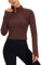 CRZ YOGA Damen Butterluxe 1/2 Reißverschluss Langarmshirt Sport Pullover Crop Oberteile Fitness Gym Running Sweatshirt mit Daumenloch Taupe 36
