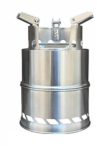 Generic Holzofen Camping Tragbar, Holzvergaser Outdoor, Campingkocher Edelstahl Klapp und Winddicht für BBQ Picknick Wandern Camping Campingkocher Holzofen,Silver,13.5 * 20.5cm