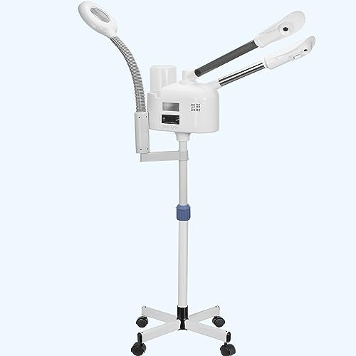 Vaporizzatore facciale professionale 3 in 1 con lampada d'ingrandimento 5X, riscaldamento PTC aggiornato, vapore caldo e freddo, per saloni di casa, spa e bellezza