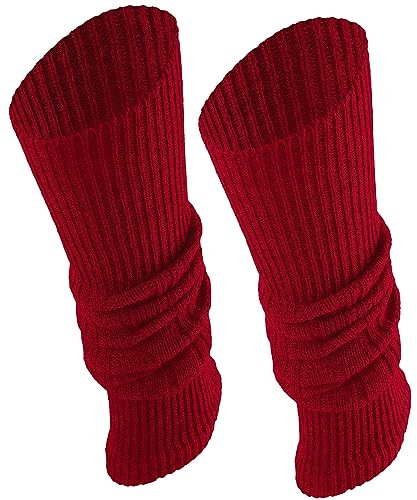 TODO Warme Wolle Stulpen Damen - zum Knie. Weich, Flexibel. Beinwärmen für Winter, wenn es Kalt ist. (Fit - Rotwein)