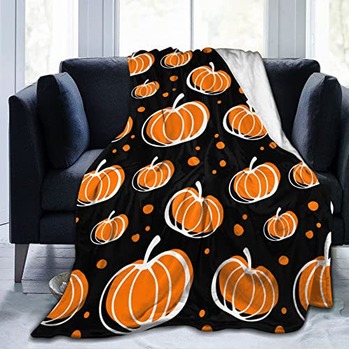 Lsjuee Pumpkins Überwurfdecke, superweich, leicht, Herbstblatt, Erntedankfest, Flanelldecke für Sofa, Couchbett, ultrawarme, gemütliche Decken für alle Jahreszeiten, 60x50