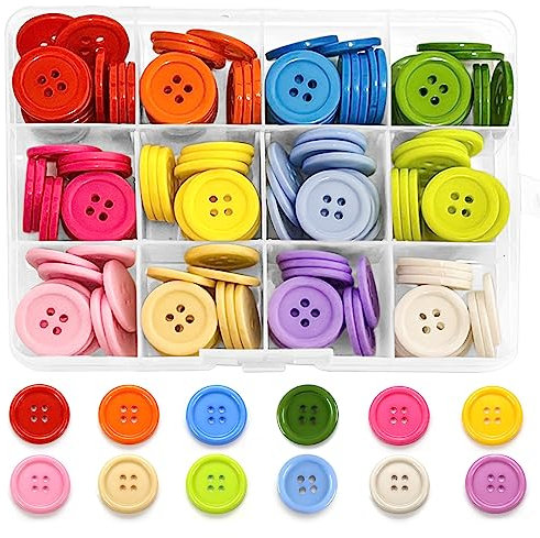 MOSTFUN 180 Stück Bunte Groß Knöpfe, 20mm 12 Farben Harz Rund Knöpfe mit Aufbewahrungsbox für DIY Basteln Nähen Scrapbooking und Dekorieren