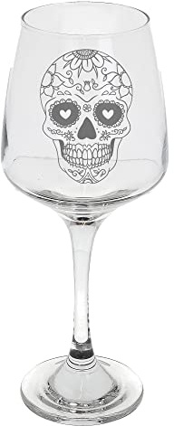Verre à vin en forme de crâne en sucre – Cadeau d'anniversaire pour elle et lui – Verre à vin haut gravé