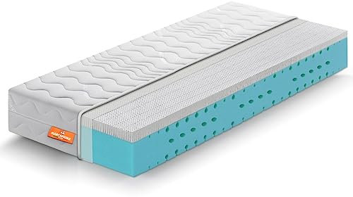 Marcapiuma Colchón Individual de látex Gel, 90 x 190 cm, Altura 21 cm, Esencial H3 Medio/Duro, ortopédico Natural, 9 Zonas con Revestimiento Acolchado, desenfundable, antiácaros y Transpirable, 100%