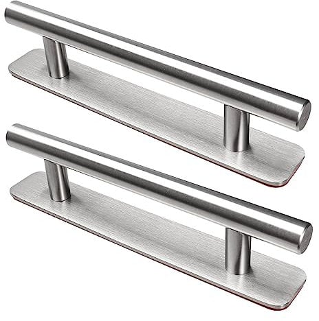 LYCXAMES Pack of 2 Self-Adhesive Furniture Handles, Stainless Steel Cabinet Handles, No Drilling, for Kitchen Cabinets, Sliding Doors, Balcony, Window, 148