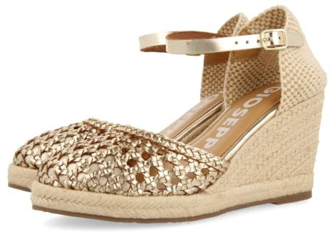 Alpargatas Color Platino DE Piel Trenzada con CUÑA Alta DE Yute para Mujer SERIGNAN