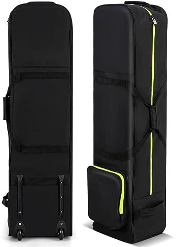 SPOTRAVEL Golf Cart Bag, Golf Travel Bag with Wheels and Extra Storage Pocket, Lightweight Golf Clubs Strorage Bags for Golf & Trip (32 x 25 x 128cm,with Extra Pocket)