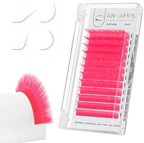 ANNAFRIS Extension De Cils Rose Colorés Individuel 0.10 C 8-15mm Mix Classique Cils à Cils Colored Eyelashs Extentions Faux Cils(Pink,0.10 C MIX)