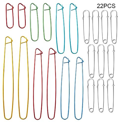 OTAIVE 12Pcs Knitting Stitch Holders,Assorted Colors Aluminium Cable Needles Stitch Holder Set Aluminum Crochet Lite for Blankets Scarves Other Knitting Project Crochet Projects(mutil)