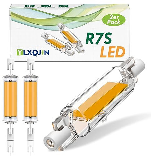 YLXQJIN Ampoule LED R7S 78mm Dimmable 10W COB, Remplace les Halogènes 80W (2 Pièces, Blanc Chaud)