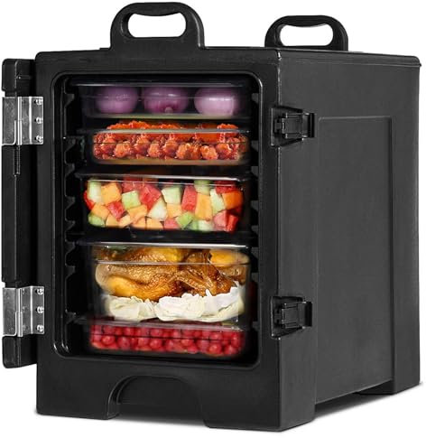 AAADRESSES Porte Paniers Isotherme 75 L Transporteur De Chauffe Plats Portable BoîTe Chaude/Froide De Restauration Empilable Support De Casserole Isolé en Pebdl De Qualité Alimentaire avec PoignéEs