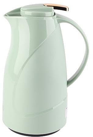 Glass Lined Thermal Carafe 1 Liter, Coffee Carafe Airpot Insulated Coffee Thermos Urn Thermal Pot Flaskfor Beverage Tea Champagne(Spruce Green)
