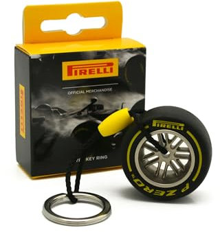 F1 Pirelli Motorsport Offizieller Merchandise-Schlüsselanhänger mit Gummiradreifen, mittelgroß, Gelb