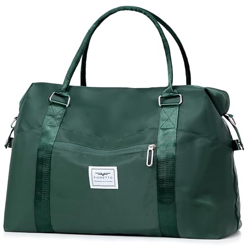 FIORETTO Damen Reisetasche Sporttasche Handgepäck Weekender Bag Schwimmtasche Wasserdicht Travel Bag Duffle Bag Fitnesstasche Trainingstasche für Damen Grün Medium